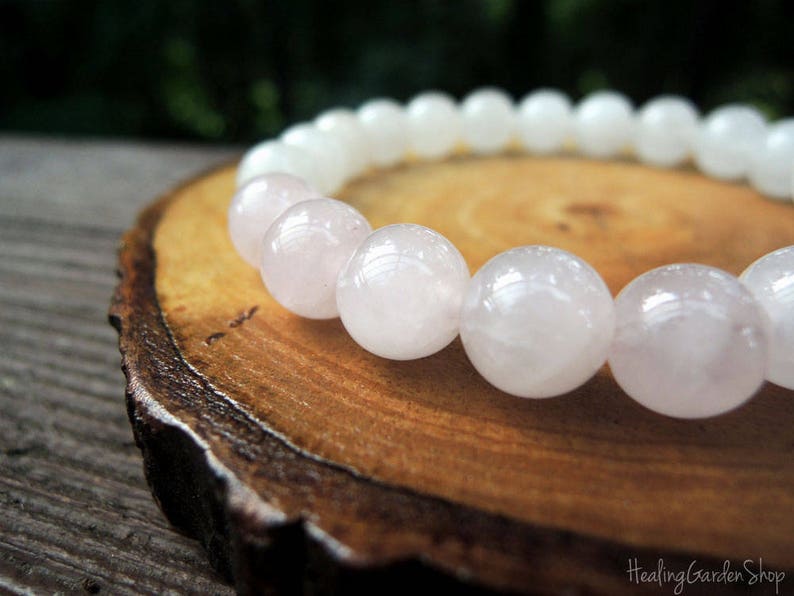 Love and Health // White Jade and Pink Rose Quartz Bracelet // Etsy