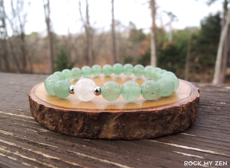 White Jade and Green Aventurine Bracelet for Prosperity and Luck by Rock My Zen