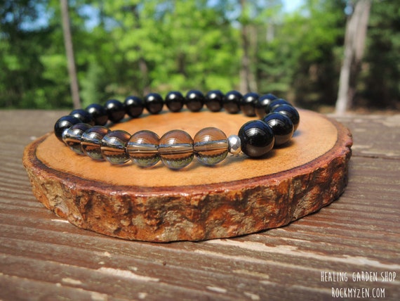 Black tourmaline and smoky quartz bracelet deals