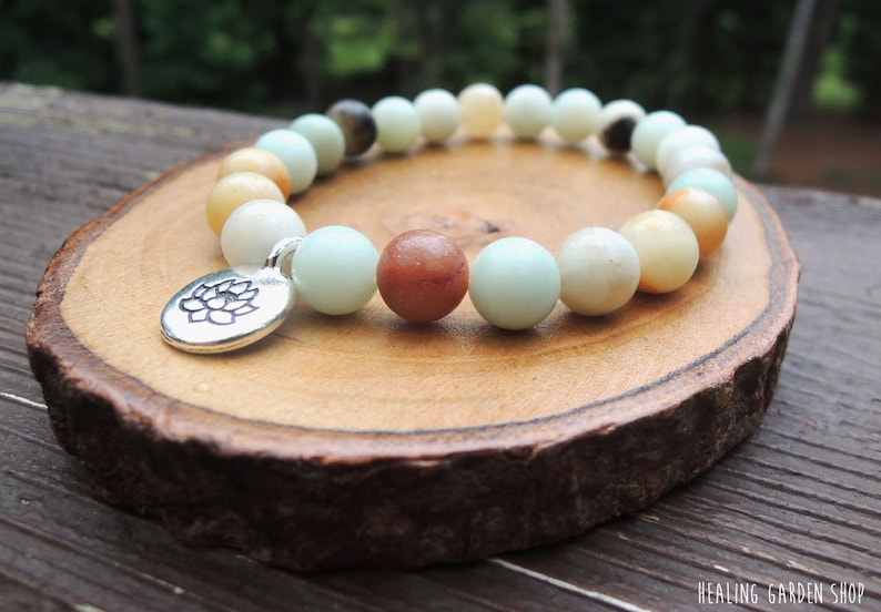 Lotus and Amazonite Bracelet for Negative Energy Protection by Rock My Zen