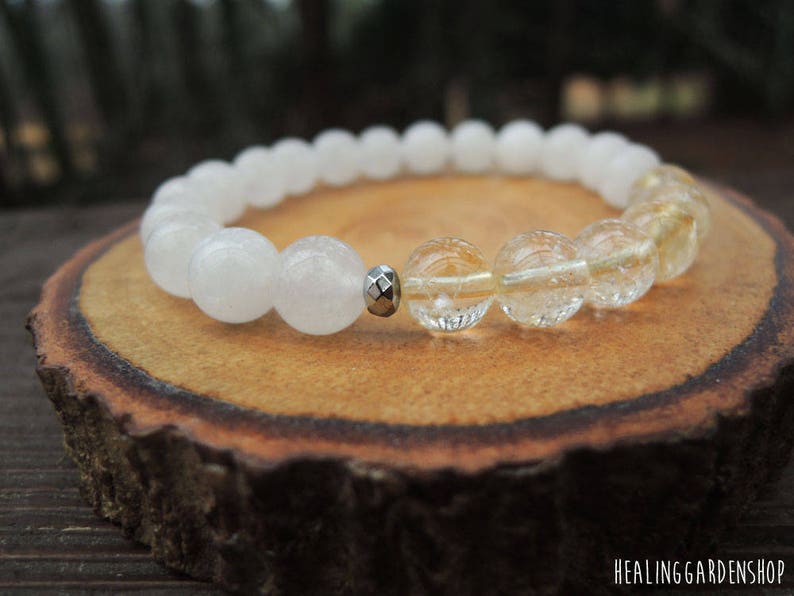 Citrine and White Jade Energy Bracelet for Abundance and Etsy