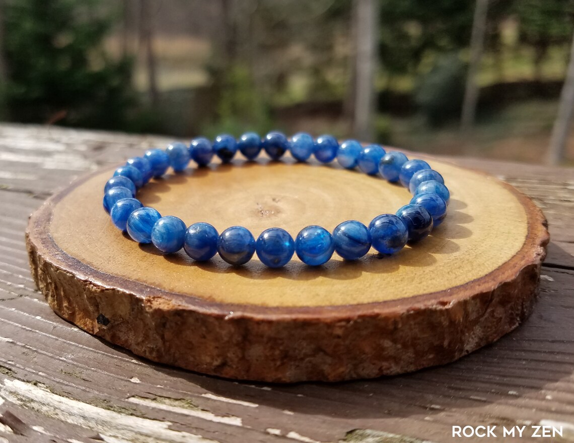 Blue Kyanite Bracelet for Stress and Anger Relief by Rock My Etsy