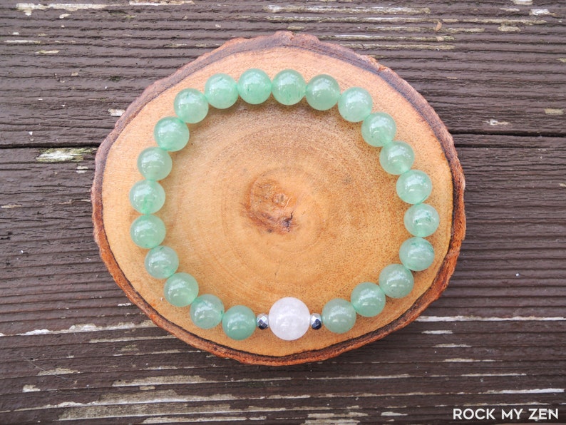 White Jade and Green Aventurine Bracelet for Prosperity and Luck by Rock My Zen