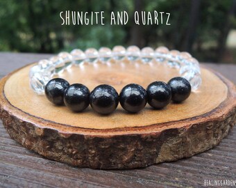 Shungite and Quartz Bracelet for Negative Energy Protection by Rock My Zen