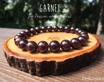 No Metal Garnet Stretch Beaded Bracelet for Love, Passion and Success by Rock My Zen