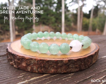 White Jade and Green Aventurine Bracelet for Prosperity and Luck by Rock My Zen