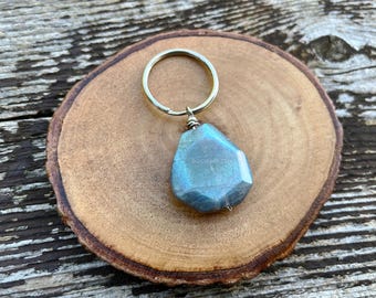 Flashy Labradorite Minimalist Keychain for Negative Energy Protection by Rock My Zen