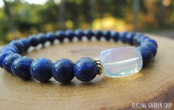 Opalite and Lapis Lazuli Tassel Keychain for Stress and Anxiety Relief by Rock My Zen