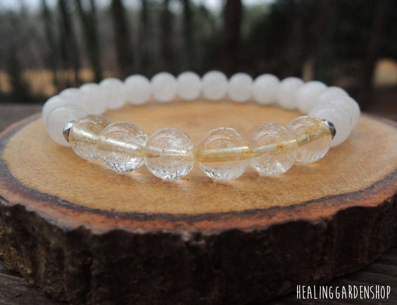 Citrine and White Jade Energy Bracelet for Abundance and Etsy