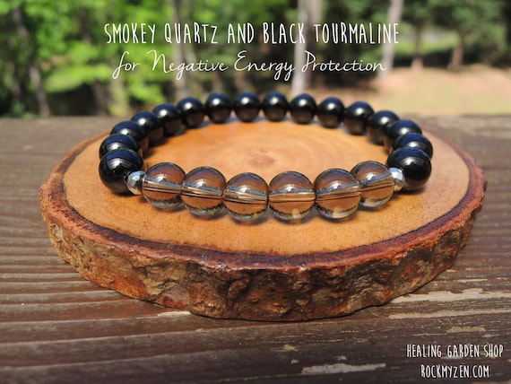Black tourmaline and smoky quartz bracelet deals
