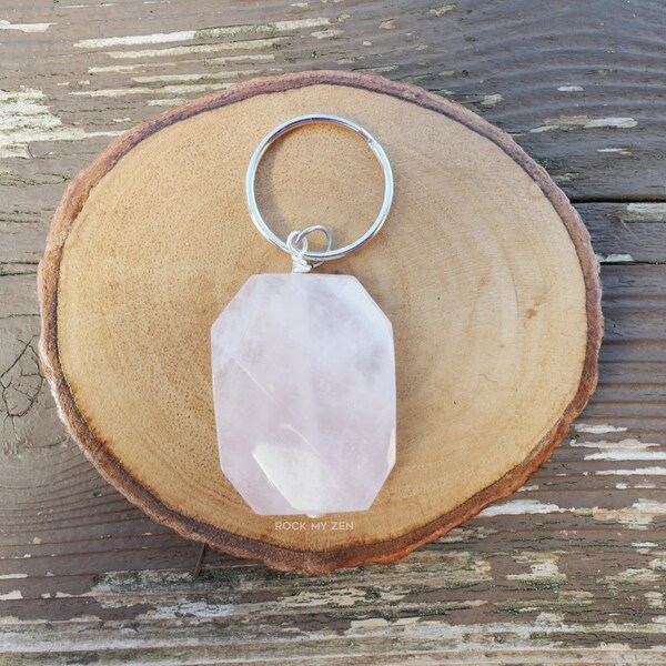 Minimalist Rose Quartz Keychain by Rock My Zen