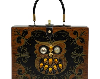 Enid Collins of Texas 1963 ’Night Owl' Box Bag Vintage Novelty Purse