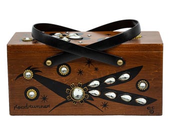 Enid Collins of Texas 1969 Roadrunner lunchbox style box bag vintage novelty purse
