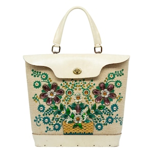 R/B VIBRANT Enid Collins of Texas 1965 Flower Basket I large tote purse handbag