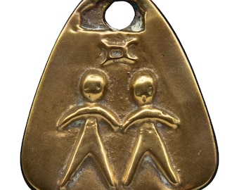 Enid Collins of Texas Brass Gemini Zodiac Horoscope Medallion FULL SIZED
