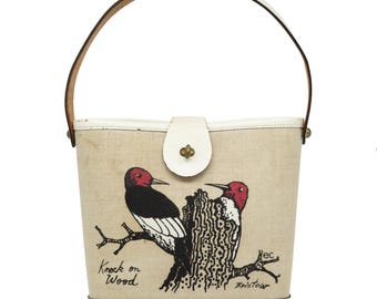 Enid Collins of Texas 1971 (Bill Bristow collab) 'Knock on Wood' Vintage Novelty Purse