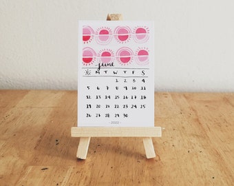 2022 Watercolor Tiny Desk Calendar (Hand-painted designs and hand-lettered dates)