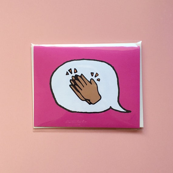 Emoji Cards Clapping Hands Emoji Magenta Background Etsy