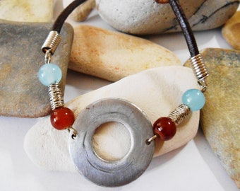 Triathlon Necklace: Bike Part Jewelry with Agate Stones