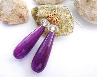 Long Purple Earrings for Women | Hypoallergenic Stone Earrings | Unique Mothers Day Gifts | 6th Anniversary Gift for Wife | Graduation Gifts