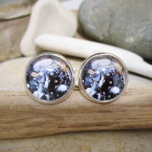 Nebula Cufflinks for Men | Black White Cuff Links & Gift Box | Space Gifts for Men | One of a Kind Gifts for Dad | Mens Jewelry Accessories