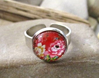 Victorian Rose Ring: Shabby Chic Floral Adjustable Band