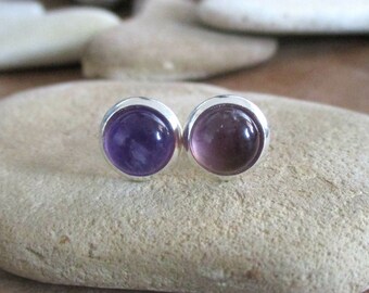 Tiny Amethyst Earrings | Purple Earrings | February Birthstone | Stud Earrings | Post Earrings | Stone Earrings | Gifts for Mom Sister Aunt