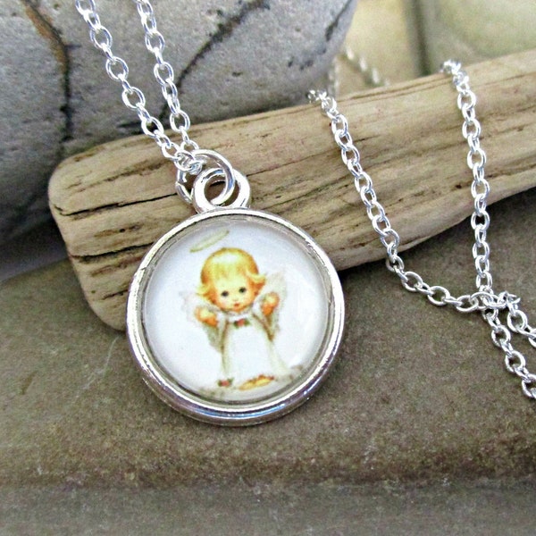 Tiny Guardian Angel Necklace | Little Girls Jewelry Teen Girl Gift Christening Baptism First Communion Confirmation New Mom Baby Shower Gift