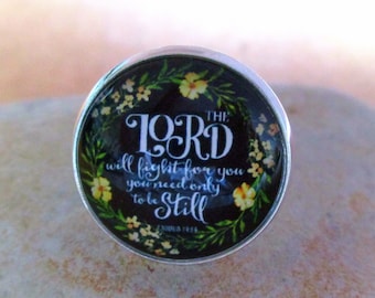 Bible Verse Ring | The Lord Will Fight for You | Exodus 14:14 | Christian Jewelry Gifts | Quote Jewelry | Uplift Encourage | Christian Gifts