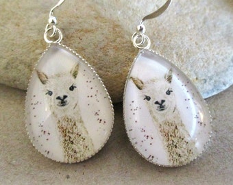 Adorable Llama Earrings | Llama Gifts Alpaca Gifts | Teardrop | White Alpaca Earrings | Animal Jewelry Summer Casual Birthday Animal Jewelry