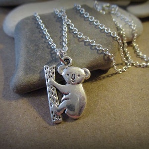 Koala Necklace: Dainty Koala Bear Charm, Sterling Silver 18 inch Chain