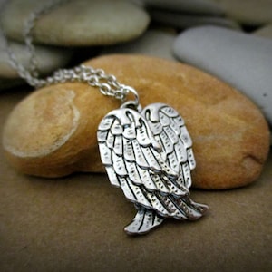 Silver Angel Wings Necklace: Dainty Guardian Angel Charm, 20 in