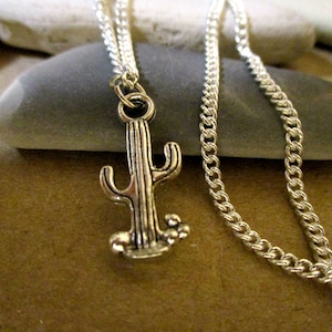 Silver Cactus Necklace | 925 Sterling Silver | Saguaro Necklace | Saguaro Cactus Charm | Southwestern | Dainty | Delicate | Desert Succulent