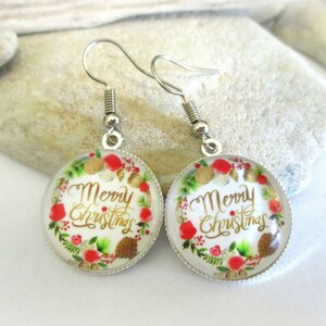 Merry Christmas Earrings: Evergreen, Roses & Pinecones