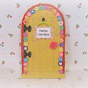 Yellow Handmade Fairy Door | Fairy House & Garden Accessories | Fairy Door Christmas Ornament | Unique Fairy Gift Miniature Fairycore Décor