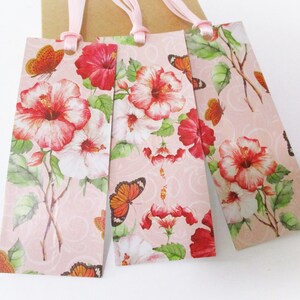 Handmade Hibiscus Flower Gift Tags: Shabby Chic Floral, Set of 6