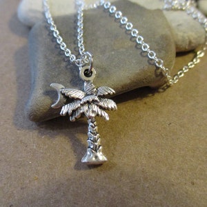 Palmetto tree and crescent moon necklace hotsell