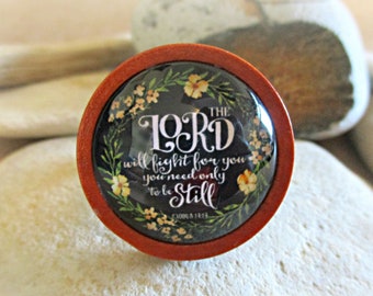 The Lord Will Fight for You Wooden Ring | Bible Verse | Exodus 14:14 | Christian Jewelry Gifts | Quote Jewelry | Statement Ring | Wood Ring