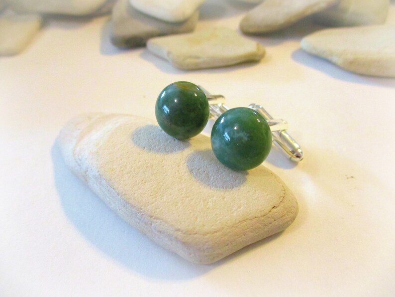 Fathers Day Gifts for Men Bespoke Accessories Natural Stone Groomsman Gift Anniversary Gift Suit Clip Green India Agate Stone Cuff Links