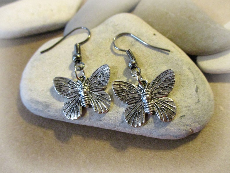 Gunmetal Earrings Insect Jewelry Joy Hope Silver Butterfly Earrings New Beginnings Butterfly Jewelry Hypoallergenic Earrings