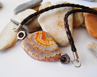 Triathlon Necklace: Bike Part Jewelry, Dragon Agate Stone