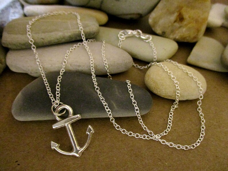 Beach Jewelry Nautical Jewelry Dainty Delicate Necklace 925 Sterling Silver Navy Necklace Beach Wedding Tiny Anchor Necklace