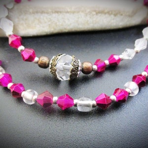 Iridescent Magenta Glass Stretch Bracelets: Handmade Fuchsia Jewelry Set