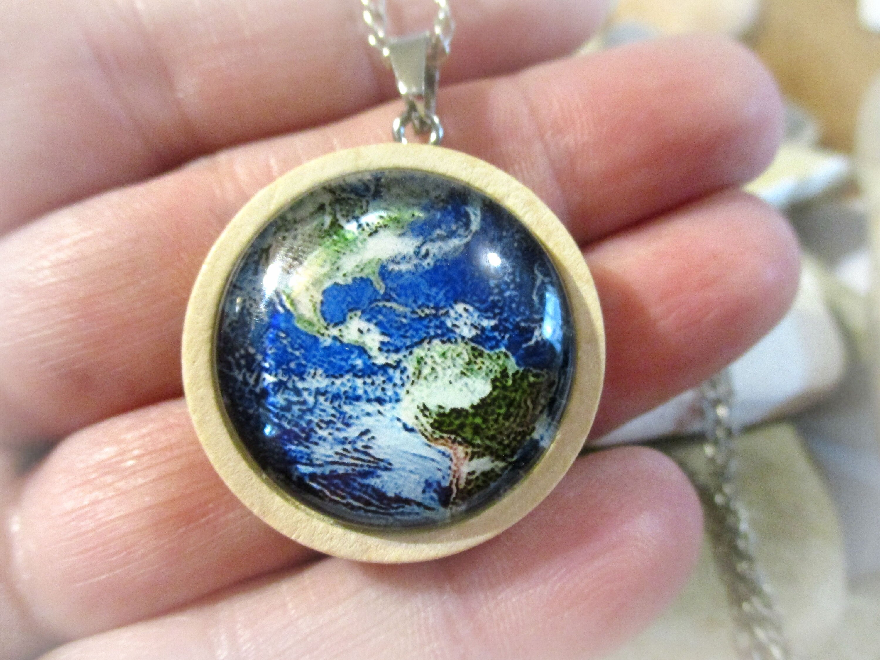 Earth Necklace Necklace Ocean Jewelry Globe Etsy