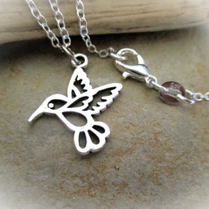 Silver Hummingbird Necklace with 925 Sterling Silver Chain | Hummingbird Gift for Women and Girls | Cute Bird Necklace | Gift for Bird Lover