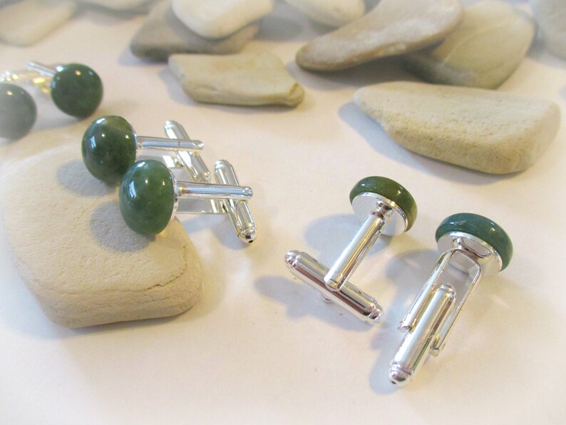 Fathers Day Gifts for Men Bespoke Accessories Natural Stone Groomsman Gift Anniversary Gift Suit Clip Green India Agate Stone Cuff Links