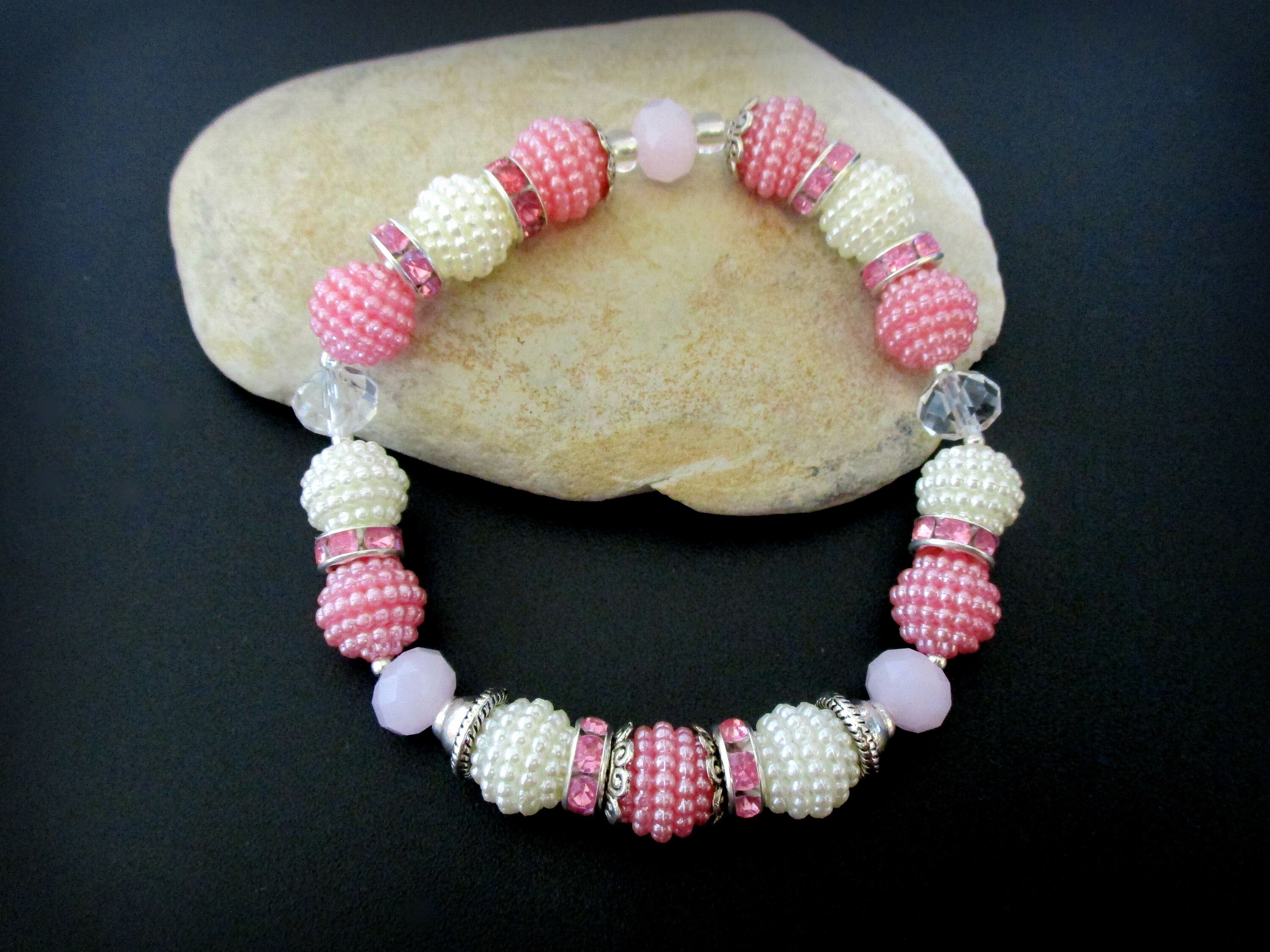 Sparkly Pink Stretch Bracelet Elastic Stretch Bracelets for Etsy