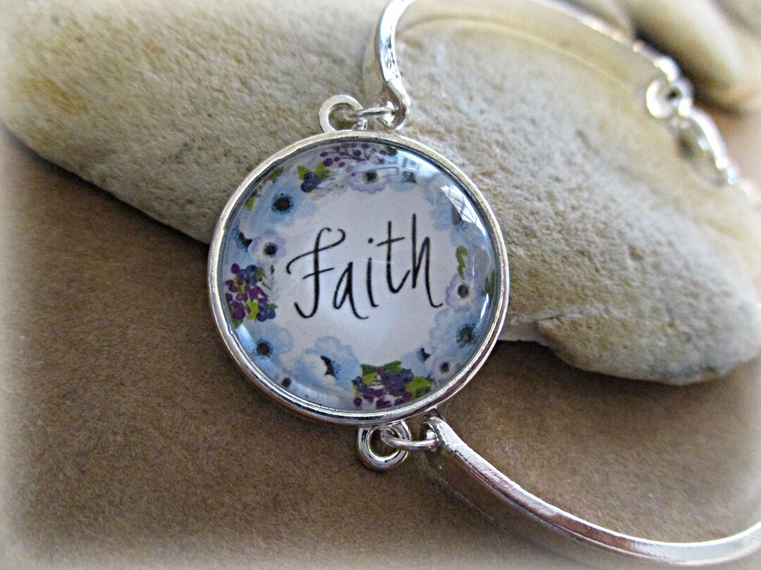 Faith Bangle Bracelet Quotes Christian Gifts Encouragement Christian