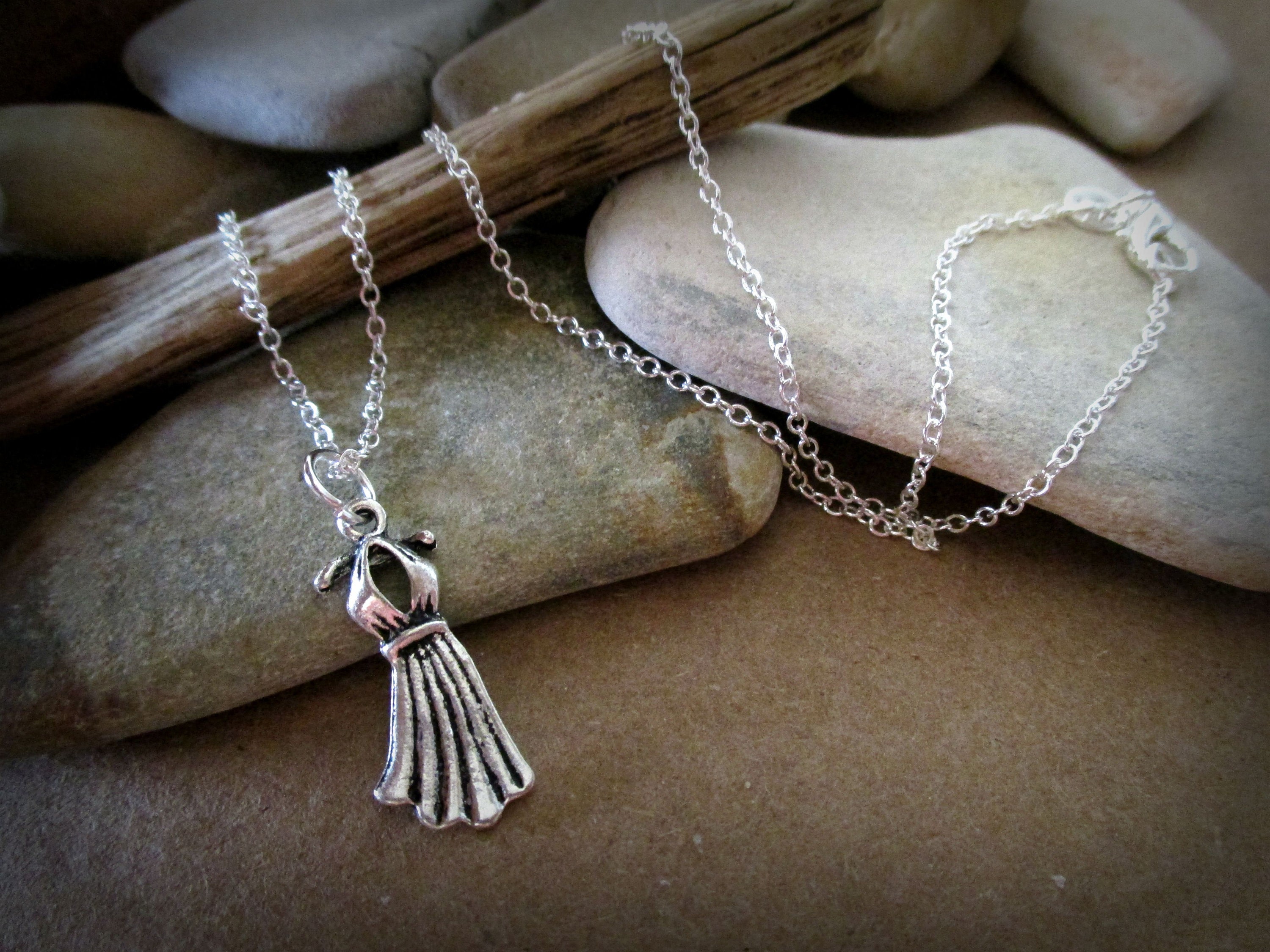 Halter Dress Necklace: Dainty Sterling Silver Chain, Seamstress Jewelry