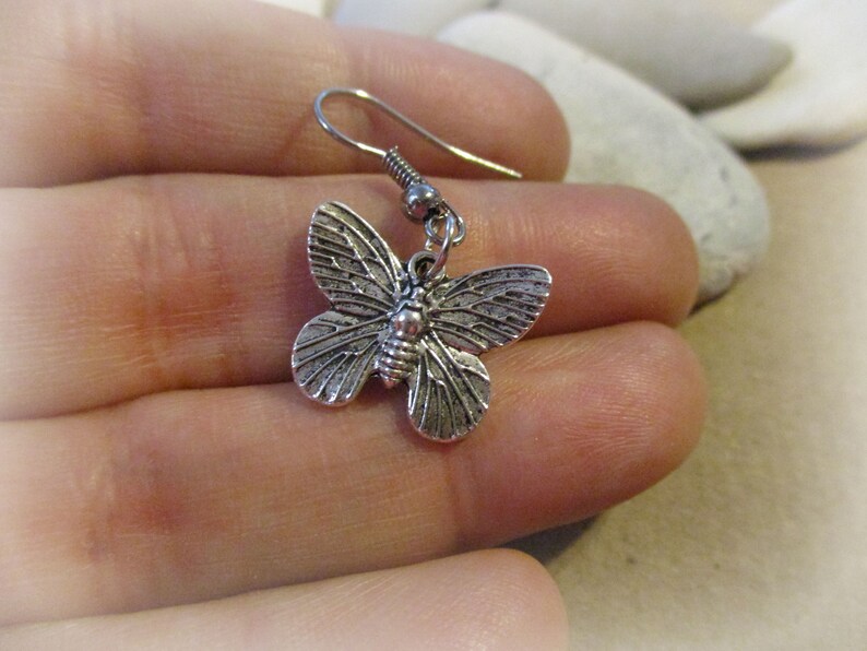 Gunmetal Earrings Insect Jewelry Joy Hope Silver Butterfly Earrings New Beginnings Butterfly Jewelry Hypoallergenic Earrings